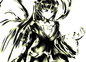 Rating: Safe Score: 0 Tags: 1girl bangs blunt_bangs choker dress image long_hair long_sleeves monochrome smile solo suigintou very_long_hair User: admin