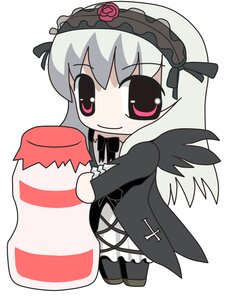 Rating: Safe Score: 0 Tags: 1girl black_dress black_wings chibi dress flower frilled_sleeves frills hairband image lolita_hairband long_hair long_sleeves looking_at_viewer pink_eyes rose silver_hair simple_background smile solo striped suigintou white_background wings User: admin