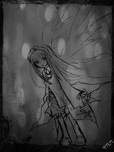 Rating: Safe Score: 0 Tags: 1girl bare_shoulders dress full_body greyscale image long_hair looking_at_viewer monochrome solo standing suigintou twintails very_long_hair User: admin