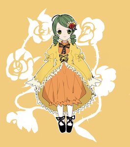 Rating: Safe Score: 0 Tags: 1girl ahoge dress drill_hair flower frills full_body green_eyes green_hair hair_flower hair_ornament image kanaria long_sleeves orange_dress pantyhose rose solo twin_drills white_legwear User: admin