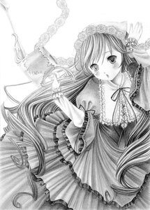 Rating: Safe Score: 0 Tags: 1girl bird blush commentary_request dress frills graphite_(medium) greyscale hairband heterochromia image long_hair long_sleeves looking_at_viewer megumi_(piyo7piyo9) monochrome photoshop_(medium) ribbon rozen_maiden solo suiseiseki traditional_media very_long_hair watering_can User: admin