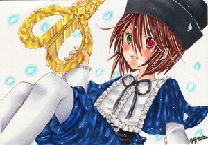 Rating: Safe Score: 0 Tags: 1girl auto_tagged blue_dress brown_hair dress frills green_eyes hat heterochromia holding image long_sleeves pantyhose petals red_eyes short_hair solo souseiseki suiseiseki traditional_media watercolor_(medium) User: admin
