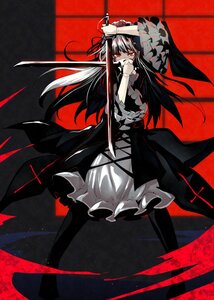 Rating: Safe Score: 0 Tags: 1girl black_dress black_hair black_legwear commentary_request covered_mouth cross crossed_swords doll_joints dress dual_wielding frilled_sleeves frills gothic_lolita hairband hellsing holding image joints juliet_sleeves katana lolita_fashion lolita_hairband long_hair long_sleeves looking_at_viewer one-hour_drawing_challenge pantyhose puffy_sleeves red_background red_eyes rozen_maiden sidelocks silver_hair solo standing suigintou sword tousen unsheathed weapon wide_sleeves User: admin