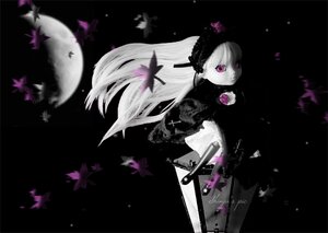 Rating: Safe Score: 0 Tags: 1girl blue_butterfly bug butterfly butterfly_hair_ornament doll dress flower insect long_hair moon pink_eyes solo suigintou very_long_hair User: admin