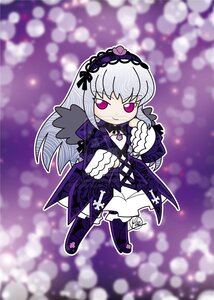 Rating: Safe Score: 0 Tags: 1girl blurry blurry_background blurry_foreground chibi depth_of_field dress flower frills hairband image long_hair long_sleeves looking_at_viewer pink_eyes purple_flower silver_hair solo standing suigintou wings User: admin