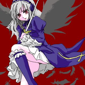 Rating: Safe Score: 0 Tags: 1girl auto_tagged dress frills hairband image kneehighs long_hair long_sleeves looking_at_viewer oekaki puffy_sleeves red_background red_eyes silver_hair solo suigintou wings User: admin