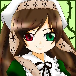 Rating: Safe Score: 0 Tags: 1girl apron bangs brown_hair dress frills green_dress green_eyes hat head_scarf image long_hair long_sleeves looking_at_viewer red_eyes ribbon smile solo suiseiseki User: admin