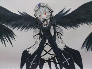 Rating: Safe Score: 0 Tags: 1girl black_dress black_wings dress flower frills hairband image lolita_hairband long_hair long_sleeves looking_at_viewer puffy_sleeves red_eyes rose silver_hair smile solo suigintou traditional_media wings User: admin