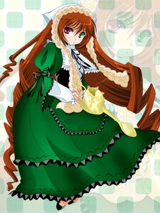 Rating: Safe Score: 0 Tags: 1girl brown_hair dress drill_hair frills full_body green_dress green_eyes heterochromia image long_hair long_sleeves looking_at_viewer red_eyes solo standing suiseiseki twin_drills twintails very_long_hair watering_can zoom_layer User: admin