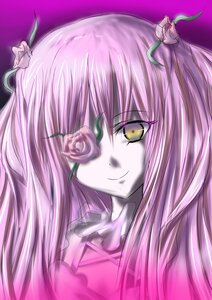 Rating: Safe Score: 0 Tags: 1girl closed_mouth flower hair_flower hair_ornament image kirakishou long_hair looking_at_viewer pink_hair rose smile solo two_side_up white_flower white_rose yellow_eyes User: admin