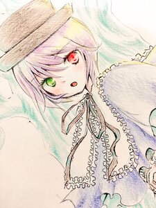 Rating: Safe Score: 0 Tags: 1girl blush frills green_eyes hat heterochromia image long_sleeves looking_at_viewer m_putorius open_mouth red_eyes short_hair solo souseiseki traditional_media upper_body watercolor_(medium) User: admin