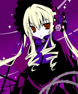 Rating: Safe Score: 0 Tags: 1girl artist_request blonde_hair bonnet capelet curly_hair dress drill_hair flower highres image long_hair long_sleeves looking_at_viewer pink_flower pink_rose purple_background purple_theme red_eyes ribbon rose rozen_maiden shinku sidelocks simple_background solo sparkle suigintou twintails upper_body User: admin