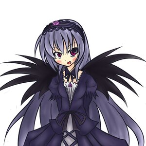 Rating: Safe Score: 0 Tags: 1girl :d black_wings blush dress frills hairband image long_hair long_sleeves looking_at_viewer open_mouth silver_hair simple_background smile solo suigintou very_long_hair white_background wings User: admin