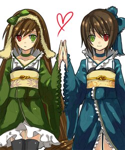 Rating: Safe Score: 0 Tags: 2girls bangs blue_dress bow brown_hair choker dress drill_hair flat_chest frills frown green_dress green_eyes heart heterochromia holding_hands image japanese_clothes long_hair long_sleeves looking_at_viewer lowe_(slow) multiple_girls obi pair photoshop_(medium) red_eyes rozen_maiden sash short_hair siblings sisters smile souseiseki suiseiseki symmetrical_hand_pose thighhighs twin_drills twins twintails very_long_hair white_background User: admin