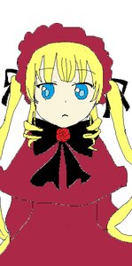 Rating: Safe Score: 0 Tags: 1girl black_ribbon blonde_hair blue_eyes bonnet bow bowtie dress drill_hair flower image long_hair long_sleeves looking_at_viewer red_dress rose shinku simple_background solo twintails white_background User: admin