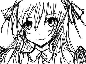 Rating: Safe Score: 0 Tags: 1girl auto_tagged blush greyscale image long_hair looking_at_viewer monochrome ribbon simple_background sketch smile solo suigintou white_background User: admin