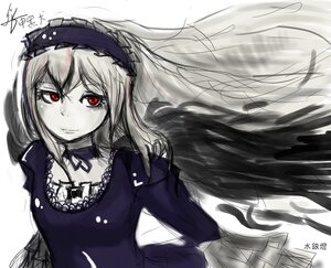 Rating: Safe Score: 0 Tags: 1girl auto_tagged black_dress black_wings dated dress feathered_wings frills hairband image juliet_sleeves long_hair long_sleeves looking_at_viewer puffy_sleeves red_eyes signature simple_background smile solo suigintou upper_body white_background wings User: admin