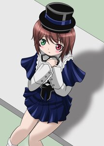 Rating: Safe Score: 3 Tags: 1girl blue_dress blush brown_hair capelet dress green_eyes hands_on_own_chest hat heterochromia image long_sleeves looking_at_viewer own_hands_together parted_lips red_eyes rozen_maiden short_hair sitting skirt solo souseiseki takumi_(rozen_garten) top_hat white_legwear User: admin