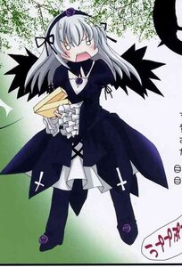 Rating: Safe Score: 0 Tags: 1girl black_wings blush boots cross dress flower frills hairband image long_hair long_sleeves o_o open_mouth rose silver_hair solo suigintou wings User: admin
