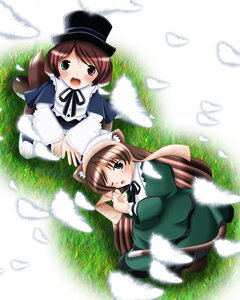 Rating: Safe Score: 0 Tags: 2girls animal_ears blush brown_hair dress feathers from_above grass green_eyes hat heterochromia image long_hair long_sleeves multiple_girls one_eye_closed open_mouth outdoors pair red_eyes short_hair souseiseki suiseiseki twins wings User: admin