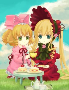 Rating: Safe Score: 0 Tags: 2girls auto_tagged blonde_hair blue_eyes bonnet bow cake cake_slice cloud cup day dress drill_hair flower food fruit grass green_eyes hina_ichigo hinaichigo image kiku_(popolina) long_hair long_sleeves looking_at_viewer multiple_girls outdoors pair pastry pink_bow plate ribbon rose rozen_maiden saucer shinku short_hair siblings sisters sitting smile strawberry strawberry_shortcake table tea tea_set teacup teapot tray twintails very_long_hair User: admin