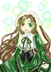 Rating: Safe Score: 0 Tags: 1girl bangs black_ribbon brown_hair dress frills green_dress green_eyes head_scarf heterochromia image long_hair long_sleeves looking_at_viewer red_eyes ribbon smile solo suiseiseki twin_drills very_long_hair User: admin