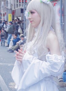 Rating: Safe Score: 0 Tags: 1girl bangs blurry blurry_background blurry_foreground depth_of_field dress flower kirakishou lips long_hair long_sleeves photo solo white_hair User: admin