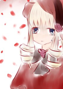 Rating: Safe Score: 0 Tags: 1girl blonde_hair blue_eyes drill_hair flower hat image long_hair petals rose rose_petals shinku solo tears twin_drills User: admin