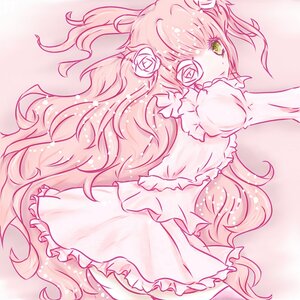 Rating: Safe Score: 0 Tags: 1girl dress flower frills hair_flower hair_ornament image kirakishou long_hair pink_hair pink_theme rose skirt solo striped very_long_hair User: admin