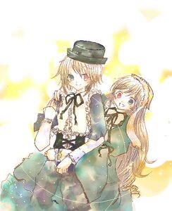 Rating: Safe Score: 0 Tags: 2girls blonde_hair blue_eyes blush brown_hair dress frills green_dress hat heterochromia holding_hands image long_hair long_sleeves looking_at_viewer multiple_girls open_mouth pair red_eyes ribbon short_hair siblings sisters smile souseiseki suiseiseki twins very_long_hair User: admin