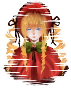 Rating: Safe Score: 0 Tags: 1girl bangs blonde_hair blue_eyes flower image looking_at_viewer ribbon shinku simple_background solo white_background User: admin