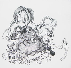 Rating: Safe Score: 0 Tags: 1girl bangs bonnet bow closed_mouth dress eyebrows_visible_through_hair flower frills full_body greyscale image lolita_fashion long_hair long_sleeves looking_at_viewer monochrome shinku solo traditional_media very_long_hair User: admin