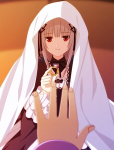 Rating: Safe Score: 0 Tags: 1girl bangs blurry blurry_foreground closed_mouth depth_of_field dress eyebrows_visible_through_hair female_pov hair_ornament hood_up image long_hair long_sleeves looking_at_viewer out_of_frame pov pov_hands red_eyes smile solo solo_focus suigintou veil User: admin
