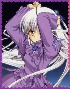 Rating: Safe Score: 0 Tags: 1girl barasuishou bow bowtie dress flower frills image layered_sleeves long_hair long_sleeves purple_dress purple_flower purple_rose rose silver_hair solo very_long_hair yellow_eyes User: admin