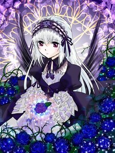 Rating: Safe Score: 0 Tags: 1girl blue_flower blue_rose dress flower frills gothic_lolita hairband image juliet_sleeves lolita_fashion long_hair long_sleeves looking_at_viewer puffy_sleeves purple_flower purple_rose rose silver_hair solo suigintou User: admin