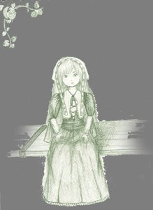 Rating: Safe Score: 0 Tags: 1girl auto_tagged dress flower image long_hair long_sleeves looking_at_viewer monochrome sitting solo suiseiseki User: admin