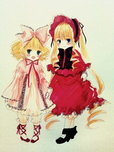 Rating: Safe Score: 0 Tags: :d blonde_hair blue_eyes blush bow dress drill_hair full_body hina_ichigo hinaichigo image long_hair long_sleeves looking_at_viewer multiple_girls open_mouth pair pink_bow red_dress shinku shoes smile standing very_long_hair white_legwear User: admin