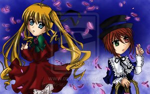 Rating: Safe Score: 0 Tags: 2girls blonde_hair brown_hair cherry_blossoms dress frills green_eyes hat heterochromia image long_hair long_sleeves looking_at_viewer multiple_girls pair petals red_dress red_eyes ribbon rose_petals shinku short_hair souseiseki twintails very_long_hair User: admin