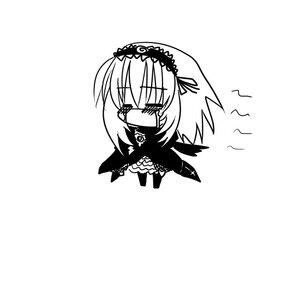 Rating: Safe Score: 0 Tags: 1girl chibi dress greyscale hairband image long_sleeves monochrome rose simple_background solo striped suigintou white_background wings User: admin