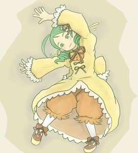 Rating: Safe Score: 0 Tags: 1girl ahoge bloomers dress drill_hair full_body green_eyes green_hair hair_ornament image kanaria long_sleeves pantyhose ribbon smile solo twin_drills underwear yellow_dress User: admin