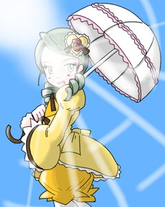 Rating: Safe Score: 0 Tags: 1girl blonde_hair blush day dress drill_hair frills holding_umbrella image kanaria long_sleeves open_mouth parasol sky solo twin_drills umbrella User: admin