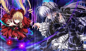 Rating: Safe Score: 0 Tags: 2girls black_wings blonde_hair blue_eyes bow dress flower frills hairband image long_hair long_sleeves multiple_girls pair red_dress red_eyes rose shinku silver_hair suigintou twintails very_long_hair wings User: admin