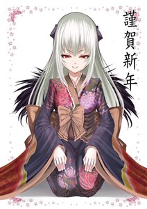 Rating: Safe Score: 0 Tags: 1girl auto_tagged commentary_request floral_print image japanese_clothes kimono long_hair looking_at_viewer obi red_eyes rozen_maiden sash sayagata seiza shiokonbu silver_hair sitting smile solo suigintou User: admin