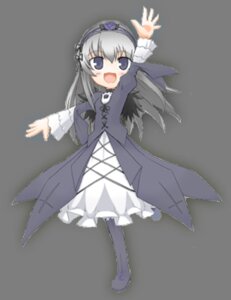 Rating: Safe Score: 0 Tags: 1girl :d black_wings boots dress flower frills full_body hairband image lolita_hairband long_hair long_sleeves open_mouth purple_dress silver_hair smile solo standing suigintou transparent_background wings User: admin