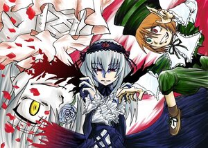 Rating: Safe Score: 0 Tags: 2girls brown_hair dress frills green_dress grin hairband hat heterochromia image long_hair long_sleeves looking_at_viewer multiple multiple_girls petals red_eyes rose short_hair smile souseiseki suigintou suiseiseki tagme top_hat wings User: admin