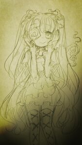 Rating: Safe Score: 0 Tags: 1girl dress frills hair_ornament image kirakishou long_hair monochrome sketch smile solo traditional_media very_long_hair User: admin