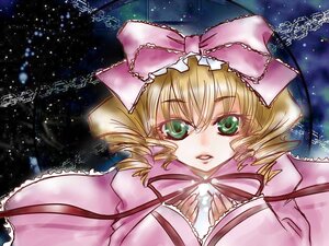 Rating: Safe Score: 0 Tags: 1girl blonde_hair bow chain cup drill_hair frills green_eyes hina_ichigo hinaichigo image long_sleeves looking_at_viewer night night_sky pink_bow sky snowing solo star_(sky) starry_sky User: admin