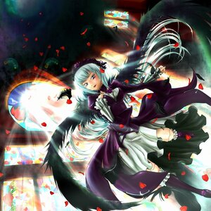 Rating: Safe Score: 0 Tags: 1girl bad_id bad_pixiv_id black_wings doll_joints dress feathers flower frills hairband image joints long_hair okota_(pixiv) petals purple_eyes rose_petals rozen_maiden silver_hair solo suigintou thighhighs wings User: admin