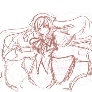 Rating: Safe Score: 0 Tags: 1girl auto_tagged dress image long_hair long_sleeves looking_at_viewer monochrome sketch solo suiseiseki wings User: admin