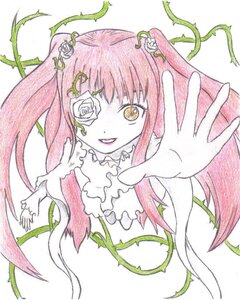Rating: Safe Score: 0 Tags: 1girl ahoge flower hair_flower hair_ornament image kirakishou leaf long_hair outstretched_hand pink_hair plant plant_girl rose solo thorns traditional_media vines white_flower white_rose yellow_eyes User: admin
